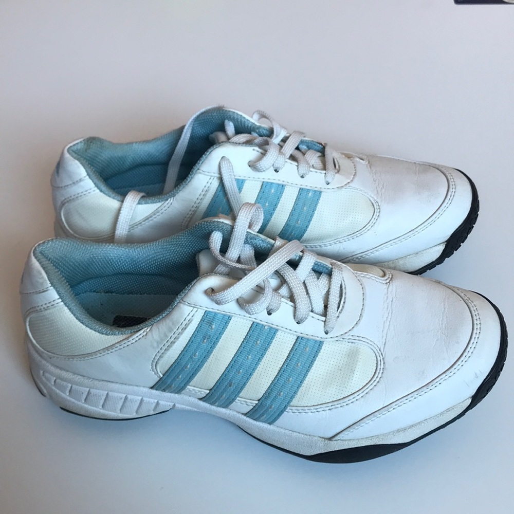 Adidas Falcon Baby Blue and White Golf spike Shoes
